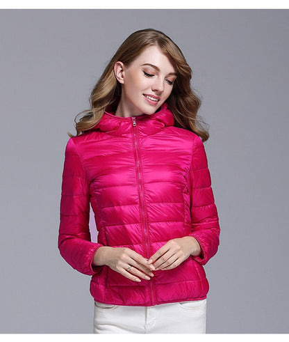 White Duck Down Winter Hoody Jackets Ultra-light Women Down Coats Puffer Long Sleeve Warm Slim Portable Thin Female Outwears 7XL