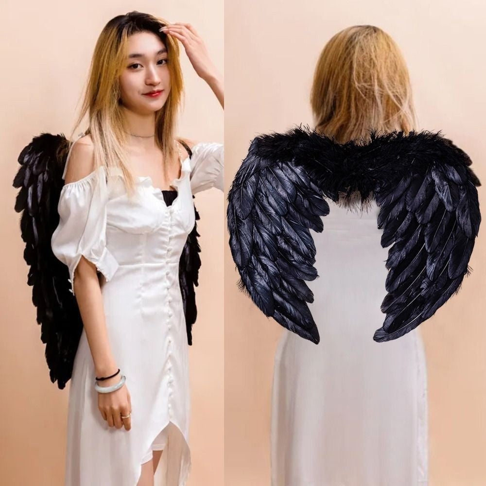 Children Adult Angel Devil White Black Feather Wings Fallen Angel Cosplay Little Wings Halloween Carnival Birthday Party Costume