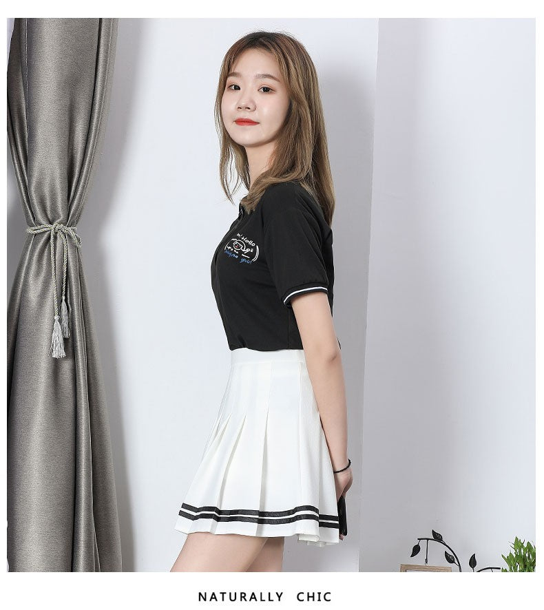 High Waist Women's Skirts Striped Pleated Elastic Waist Female Sweet Mini Dance Plaid Skirt Y2k Korean England Style