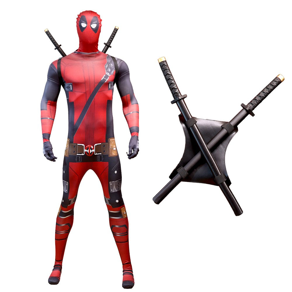 Deadpool vs Wolverine Boys Superhero Cosplay Spandex Suits with Accessories Swords Claws Children Birthday Gift Toy Role Play