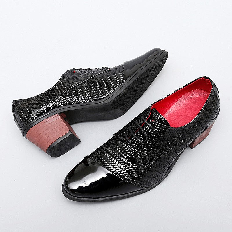 Men's Leather Shoes Banquet Dress Shoes Formal Occasions Men's Business Leather Shoes Office Red High Heels Pointed Shoes