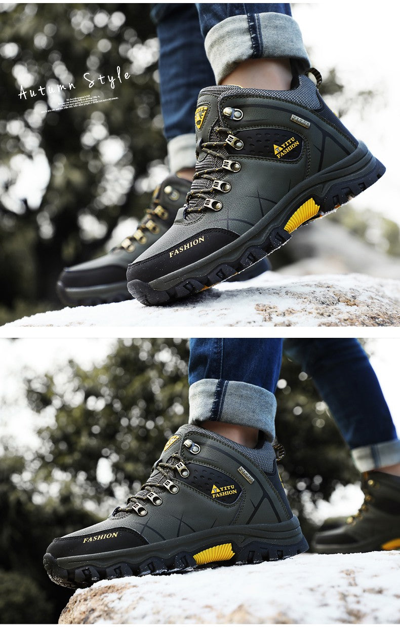 Botas de Neve Masculinas de Inverno Impermeáveis de Couro Tênis Super Quentes Botas Masculinas Botas de Caminhada ao Ar Livre Sapatos de Trabalho Tamanho 39-47