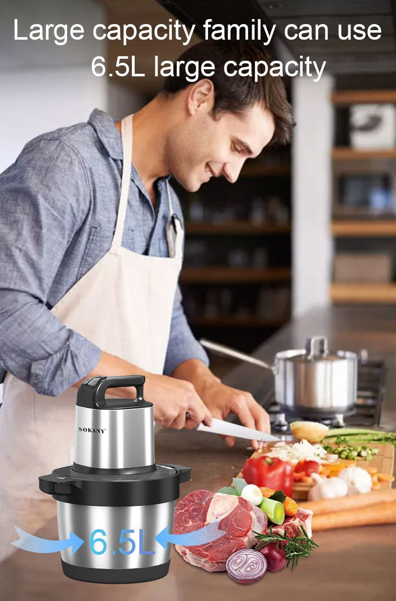 Processador de Alimentos 6.5L Moedor de Carne Elétrico Fatiador de Vegetais de Aço Inoxidável Picador Triturador Liquidificador de Cozinha Eletrodoméstico