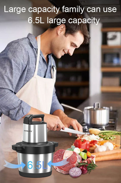 Processador de Alimentos 6.5L Moedor de Carne Elétrico Fatiador de Vegetais de Aço Inoxidável Picador Triturador Liquidificador de Cozinha Eletrodoméstico