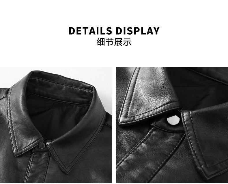 Men New Leather Jacket Men's Retro Black Classic Turn Collar Leather Jackets Trendy Cool Jacket Motorcycle Faux Leather Jacket