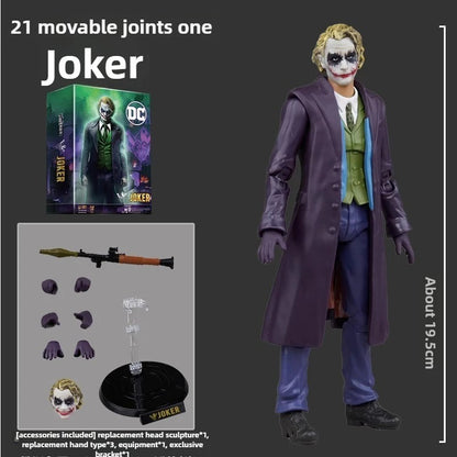 Série Original Autêntica de Colecionador DC Comics FondJoy: Bonecos de 7 polegadas Batman, Superman, Ciborgue, Arlequina, Mulher-Maravilha, Coringa