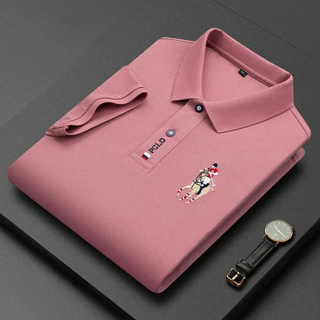 Summer New Embroidered Cotton Short Sleeved Polo Shirt for Men's Fashion, Casual, Comfortable, and Breathable T-shirt Top