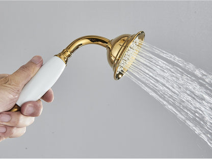 Ducha Chuveiro Banheiro Vintage Cerâmica Latão Montado Parede Torneira Pulverizador Acessório Hardware Chuveirinho
