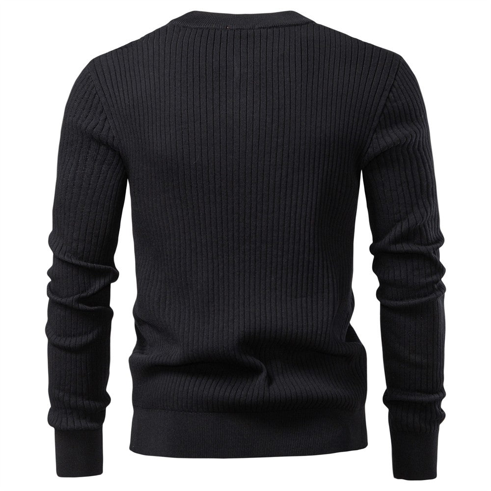 AIOPESON Men's Long Sleeve T-shirt Fall Winter Fashion Knit Slim Fit Polo Sweater Riibed Henry Collar Sweatershirt for Man
