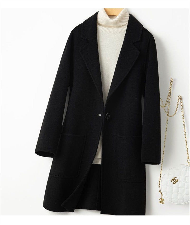 High-Quality Double-Sided Tweed Wool Coat Female 2025Autumn Winter New Woolen Jacket Women's Long Outerwear Fashion Overwear Top