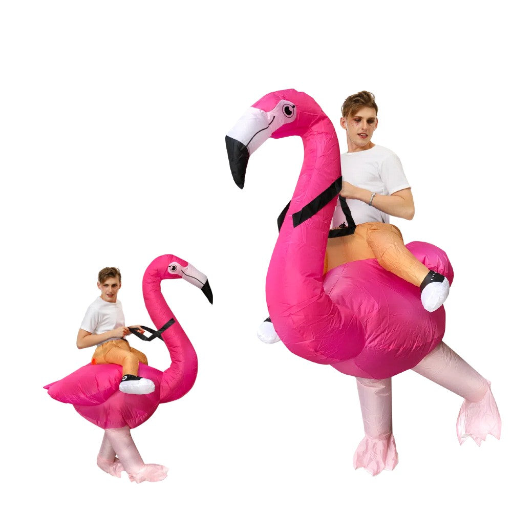 Flamingo Adult Inflatable Suit, Funny Party Costume, Halloween/Christmas/Themed Cosplay, Suitable for Heights of 150-190cm