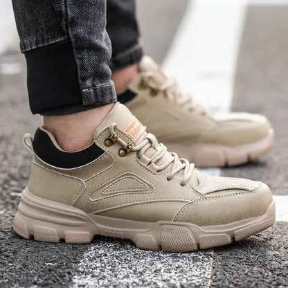 Sapatos de Segurança Masculinos de Alta Qualidade com Fivela Rotativa de Arame de Aço, Tênis de Trabalho Indestrutíveis, Antiesmagamento, Antiperfuração