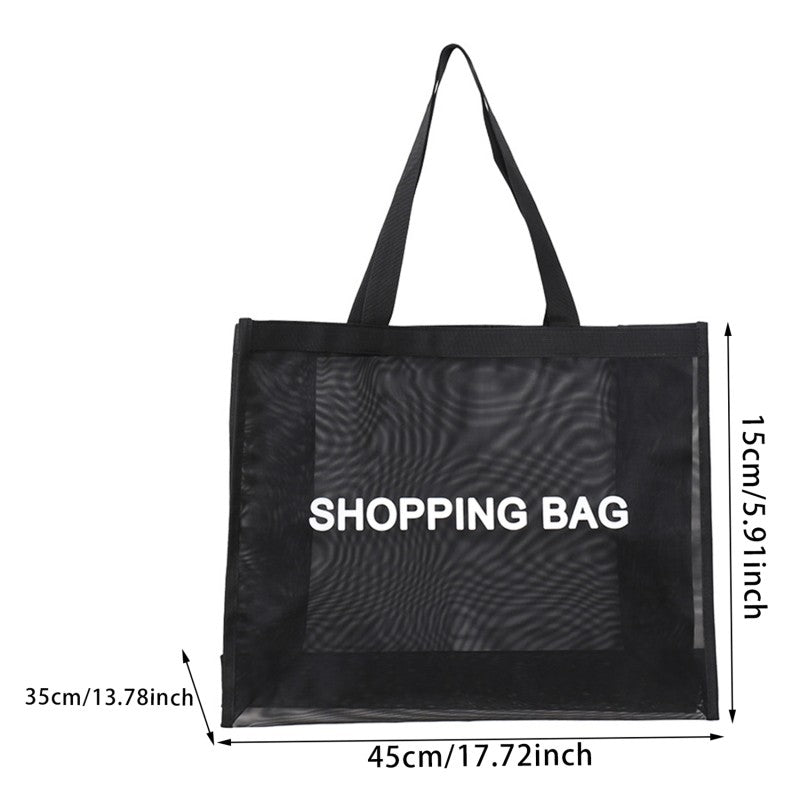 Mesh Shopping Bag Transparent Large Capacity One Shoulder Handbag Breathable Practical Durable Beach Travel Storage Bags