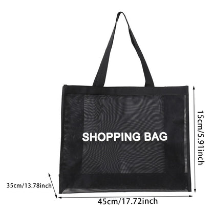 Mesh Shopping Bag Transparent Large Capacity One Shoulder Handbag Breathable Practical Durable Beach Travel Storage Bags