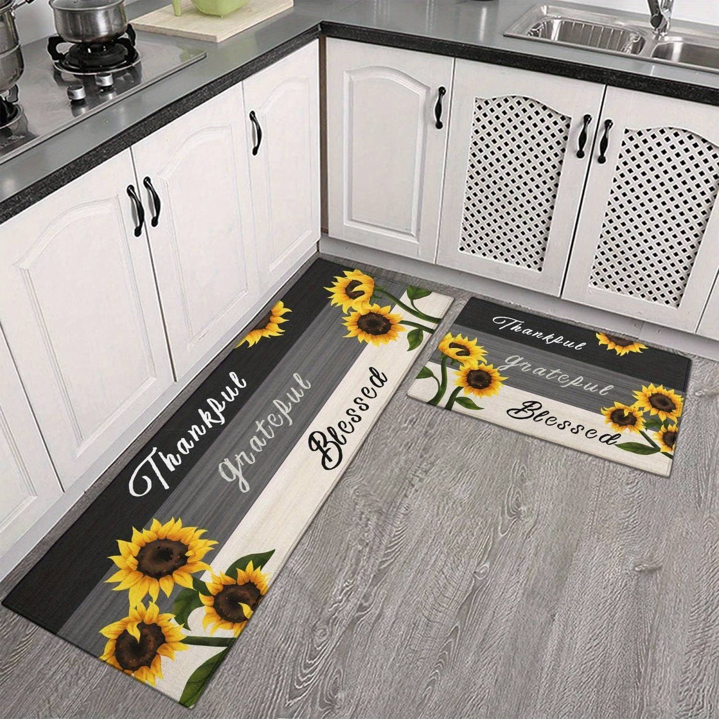 VIKAMA Kitchen, Laundry Room Floor Mats, Bathroom New Flannel Water-Resistant Soft Rug Dust-proof Toilet Treads Home Decorations