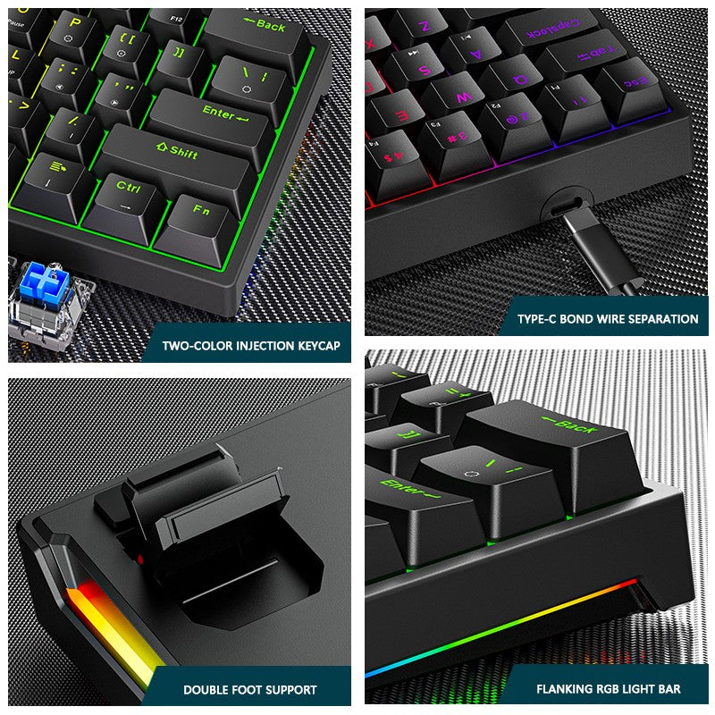Teclado Mecânico Gamer Mini K620 61 Teclas RGB Hotswap Tipo-C com Fio Keycaps PBT Teclado Ergonômico 60%