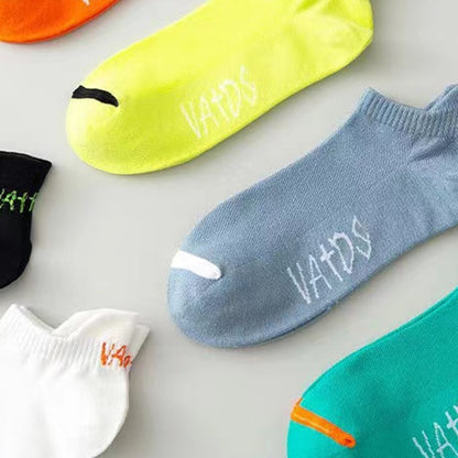 5 Pairs Men Bright Colored Ankle Socks Breathability Fashionable Casual Street Style Deodorizing Invisible Travel Running Socks