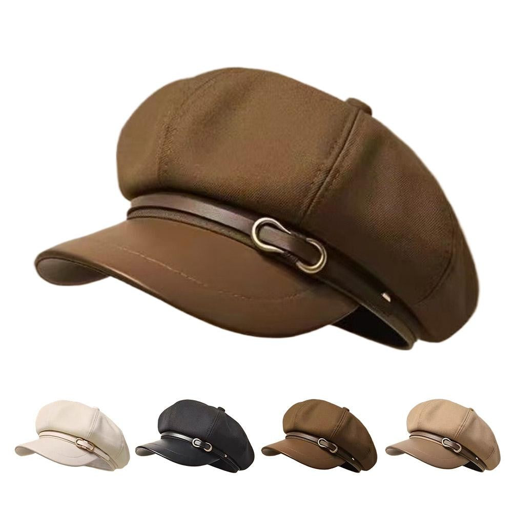 Retro British Style Beret for Women, Versatile Octagonal Newsboy Cap for Big Head Circumference Spring Autumn Hat
