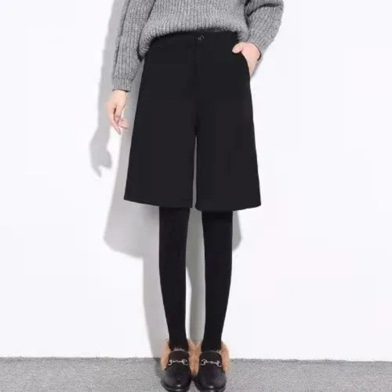 Women Clothing Autumn Winter Fashion Simplicity Woolen Cloth Trousers Female Appear Thin High Waist Loose Large Size Casual Pant