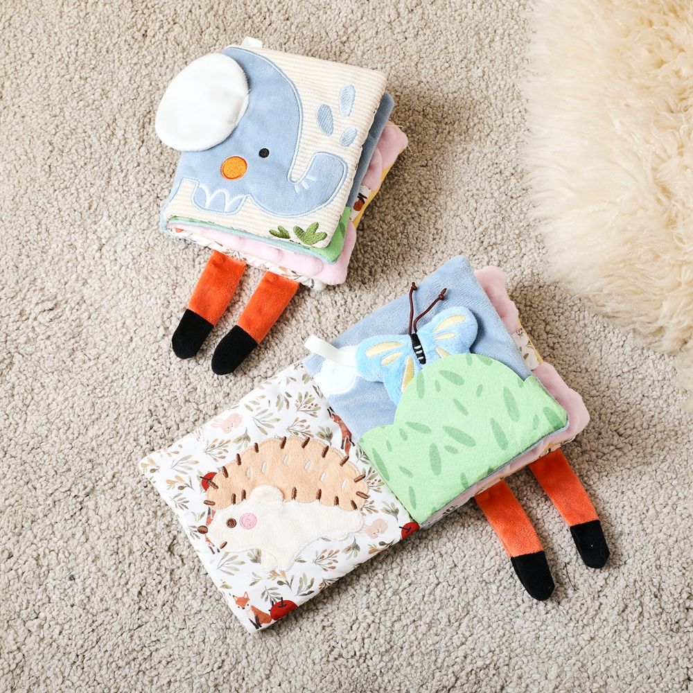 Baby Toys for 0 12 Months Cloth Book Early Educational Sensory Book Baby Soft Books Fluffy Cartoon Elephant Books With Mirror