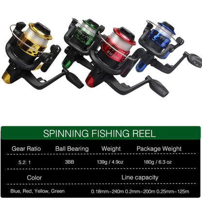 Vara de Pesca Telescópica de Fibra de Carbono de 1,8 m e 2,1 m, Conjunto de Vara e Carretilha com Linha e Isca, Carretilha de Spinning 5.2:1BB para Água Salgada e Doce