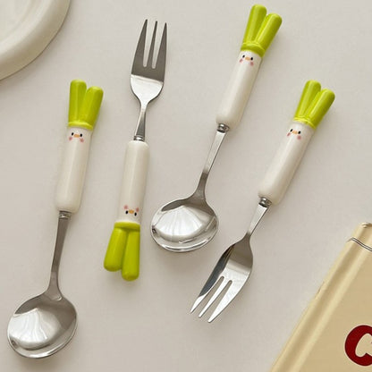 Cutlery Cartoon Onion Spoon Fork Chopsticks Sets Portable Lunch Tableware Stainless Steel Travel Dinnerware Kitchen Accessories