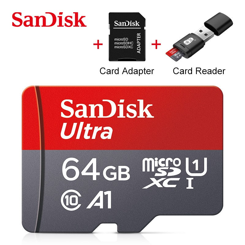 Cartão Micro SD Sandisk Ultra A1 128GB 32GB 64GB 256GB Cartão de Memória STF Cartão de Memória Flash 32/64/128GB para Telefone + Leitor de Cartão