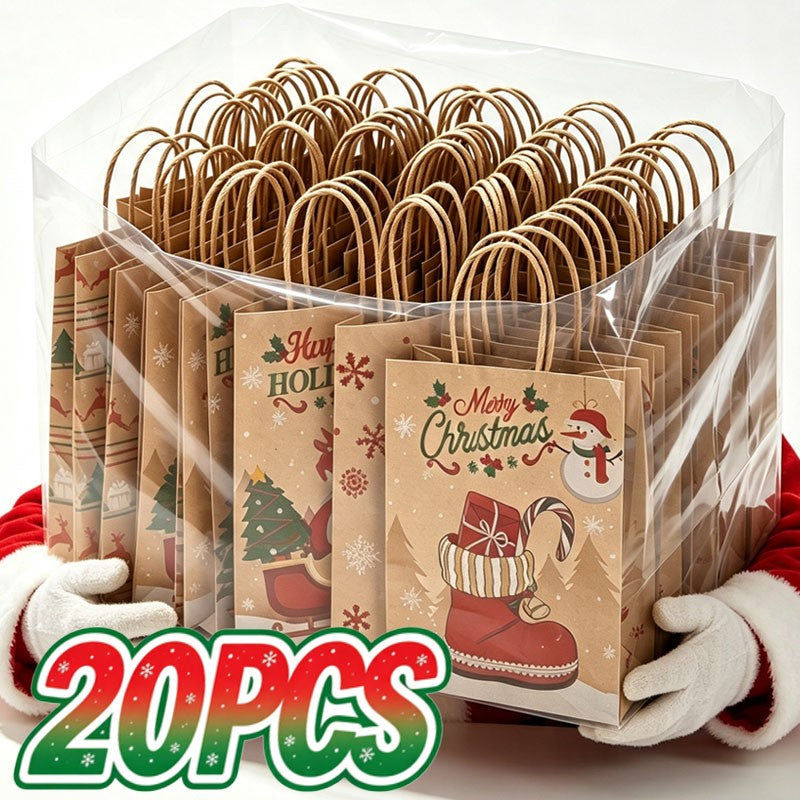 Christmas Kraft Paper Handbags 2026 Xmas Gifts Bag Merry Christmas Decor For Home Cristmas Navidad New Year Packing Bags