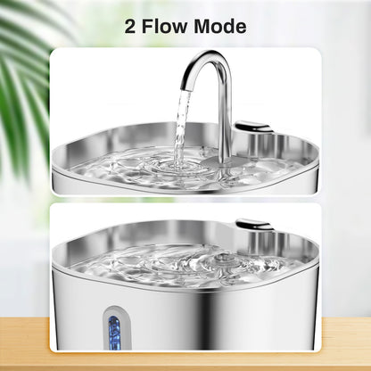 Bebedouro Automático para Gatos ZYFeeder 2.2L, Quadrado, Aço Inoxidável, para Animais de Estimação, com Janela? Não inclui plugue 5V 1A?