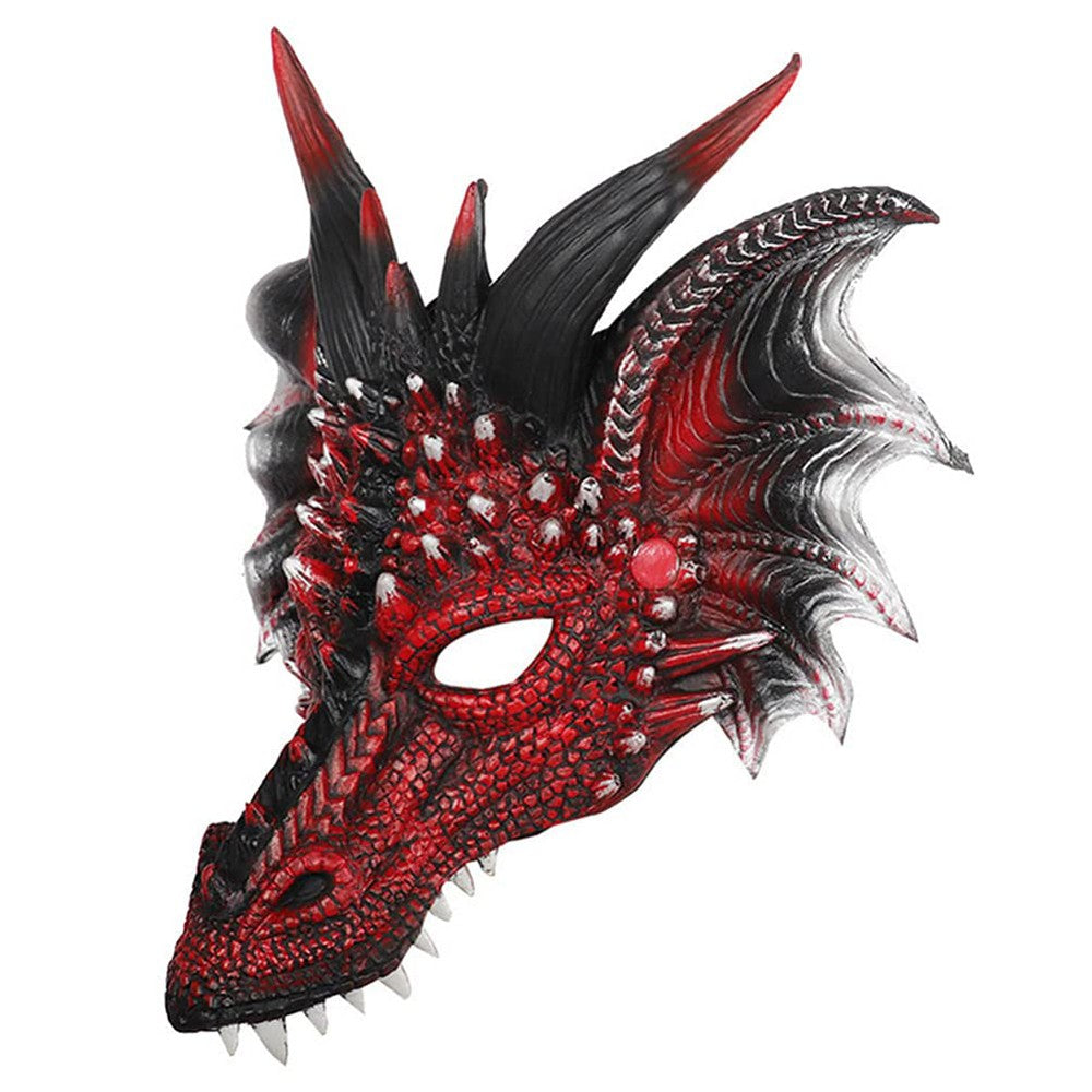 Black and Red Dragon Mask Halloween Cosplay Half Face Mask Masquerade Carnival Demon Adult Horror Carnival Party Props