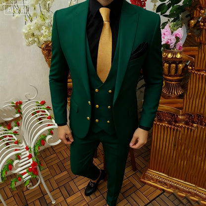 Smoking masculino de 3 peças, ternos brancos para o noivo, jaquetas de design, conjuntos de casamento novos em roupas e blazer