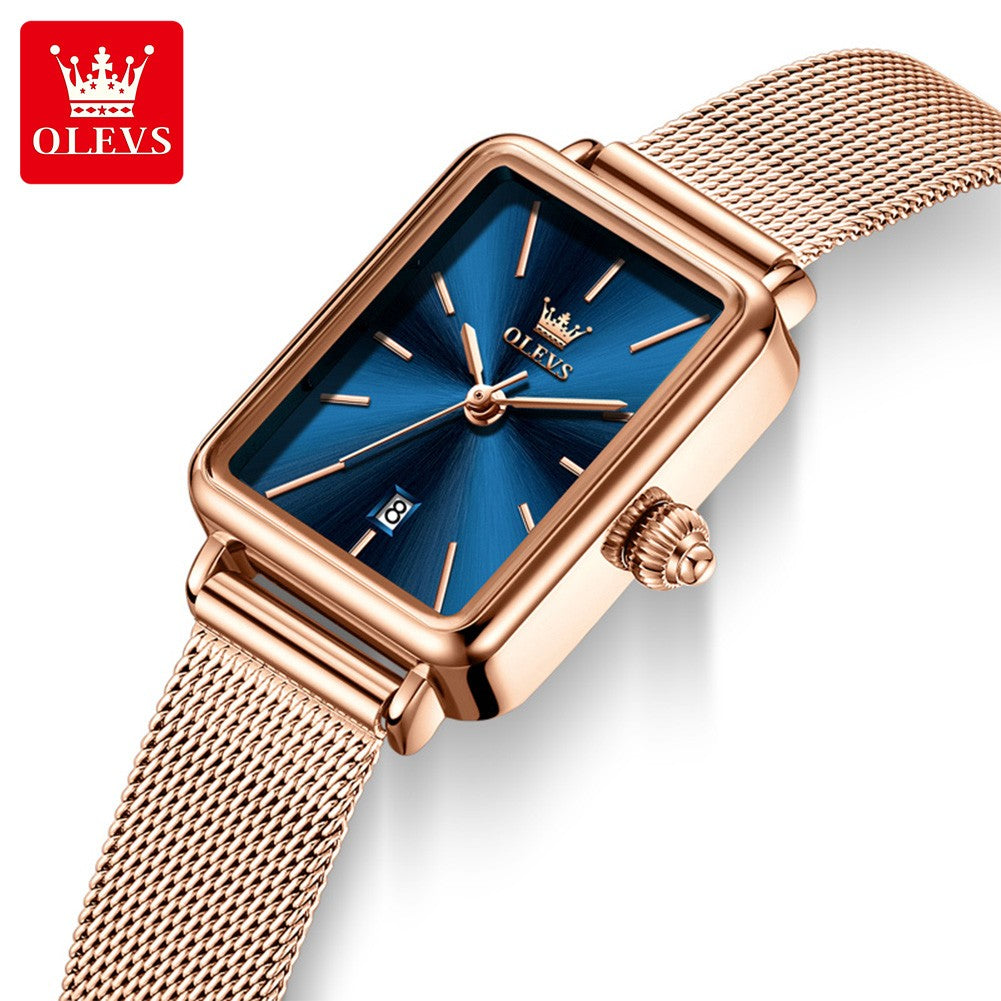 OLEVS Ultra Thin 8mm Women's Watches With Gift Box Fashion Elegant Rose Gold Mesh Steel Strap Luxury Quartz Watch for Woman 3692