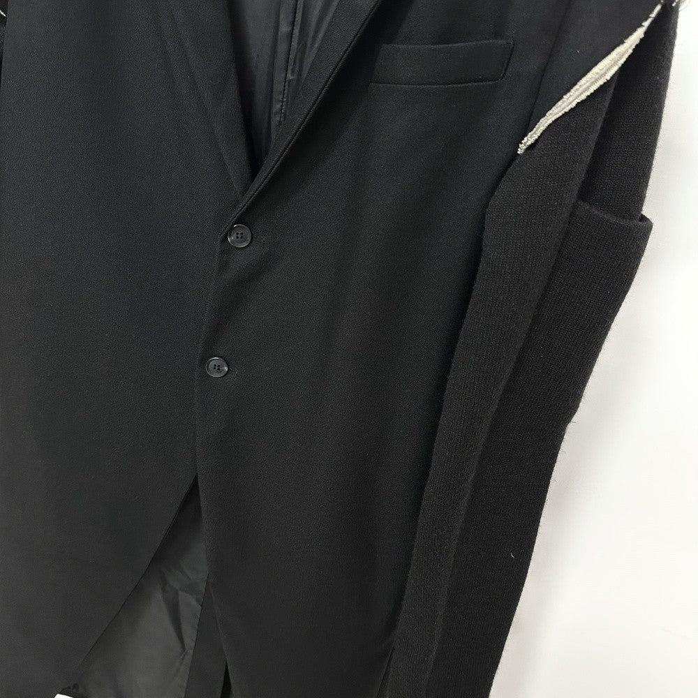 High Street Men's and Women's RO Dark Show Knitted Edge Splicing Sleeve Wide Shoulder Windbreaker Coat Medium Length Blazer Coat