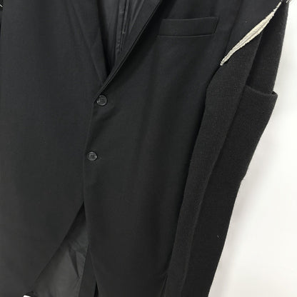 High Street Men's and Women's RO Dark Show Knitted Edge Splicing Sleeve Wide Shoulder Windbreaker Coat Medium Length Blazer Coat