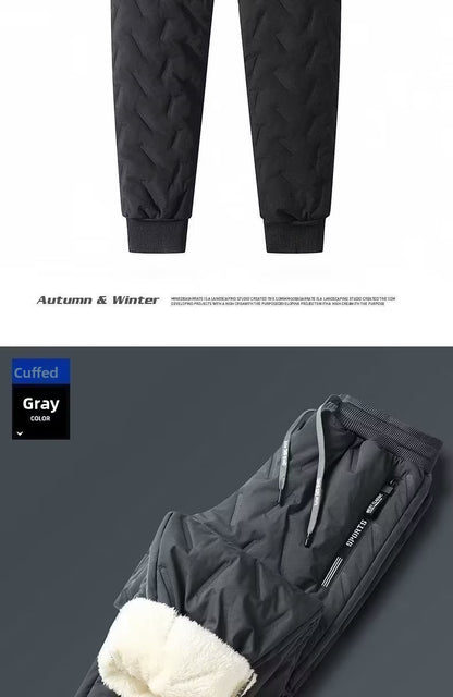 Calça Masculina de Algodão Acolchoada Inverno Outdoor à Prova de Vento Quente Casual Calça Jovem Moda Calça Longa Terreno Nevado