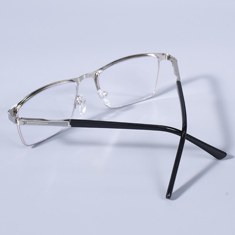 Anti Blue Light Men Reading Glasses Metal Full Frame Business Eyeglasses For Men Square Double Color Reading Eyewear +100+150