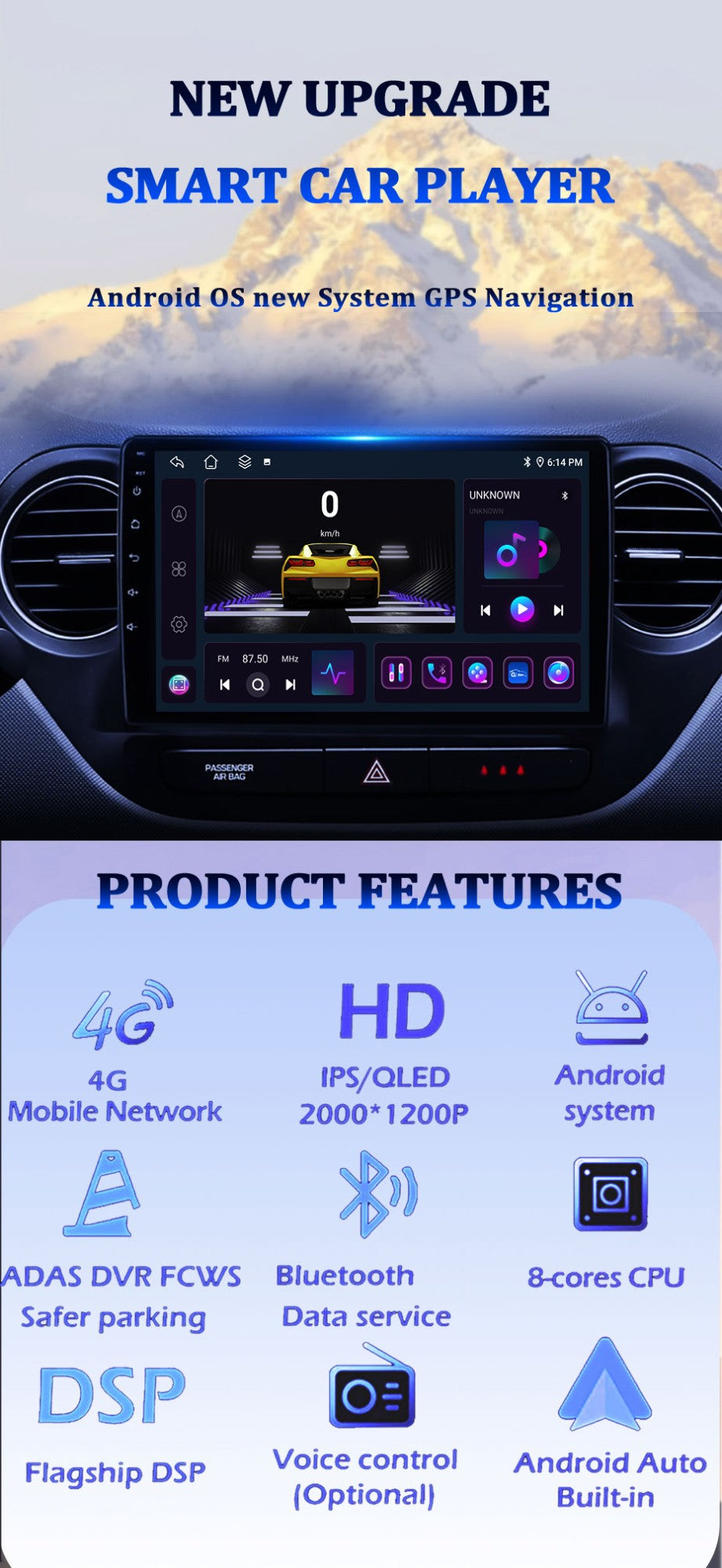 7" 4G Para FIAT Panda 2013 2014 - 2020 Carro Carplay Auto Android Rádio Navegação GPS Multimídia Player de Vídeo 4G WIFI DSP