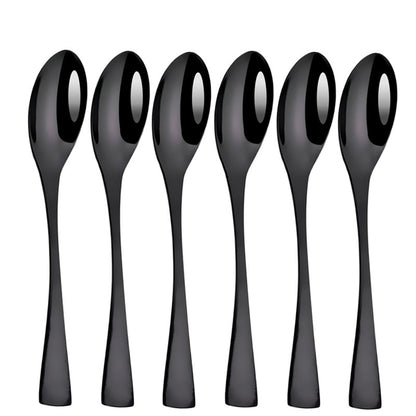 6Pcs Black Cutlery 304 Stainless Steel Dinnerware Set Steak Knife Silverware Creative Dinner Set Mirror Luxury Steak Knife Forks