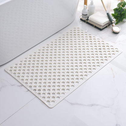 1 tapete antiderrapante para banheiro com ventosa, tapete de banho 43x75cm, design de orifício redondo de tapete de chuveiro, anel de massagem de banheiro, drenagem rápida