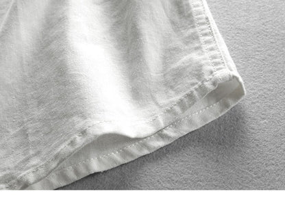 M-7XL 2025 Spring and Autumn New Men's Casual Shirts Retro Chinese Style Stand Collar Slim Cotton Linen Long Sleeve Shirt