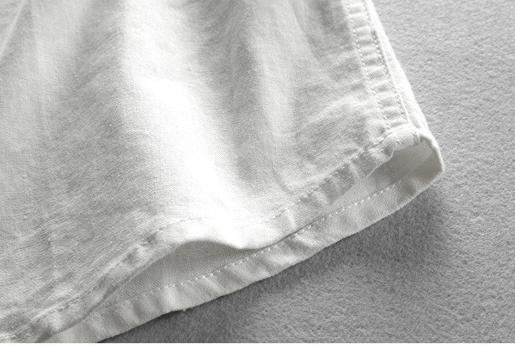 M-7XL 2025 Spring and Autumn New Men's Casual Shirts Retro Chinese Style Stand Collar Slim Cotton Linen Long Sleeve Shirt