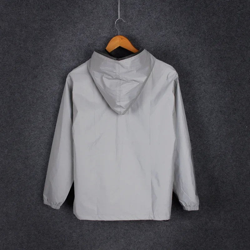 Plus Size 4XL Men Spring Autumn full reflective Windbreaker waterproof Jacket male High street hip hop Loose Hooded Coats