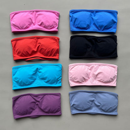 NO LOGO Backless Bandeau Sports Bra Gym Women Top Crop Tube Yoga Tops Halter Sports Seamless Bras Scrunch Workout Yoga Tank