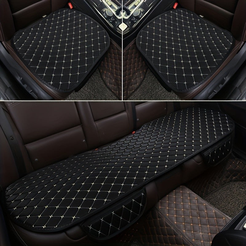 Kcimo 3Pcs Cotton and linen Car Seat Cover Set Universal Car Seat Cover Cushion Car Seat Protector Interior Car Accessories