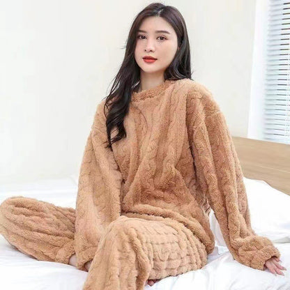 Winter Women's New Pajamas Homewear Suit Women's Fall and Winter Warm Clothes Coral Velvet Leisure Pajamas Padded Homewear