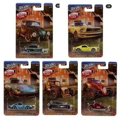 Original Hot Wheels Classic Club Mustang Porsche 911 Volkswagen Beetle Retro Alloy Car HRT81 Silver Label Die-Cast Car Model