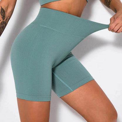 Seamless Knitted Sports Shorts Casual High Waist Push Up Cycling Shorts Fitness Running Tight Hip Lifting Yoga Shorts Sportswear
