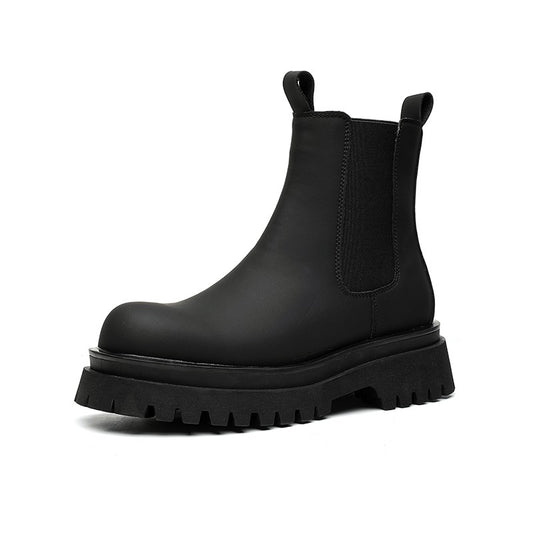 2023 Platform Black High Top Boots WMen High Heel Genuine Leather Ankle Chelsea Boots Men Punk Shoe Thick Bottom Botas De Mujer