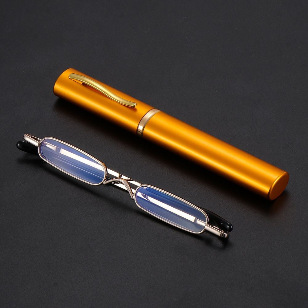 1 Óculos de Leitura Masculino e Feminino com Dobradiça de Mola, Mini Leitor de Tubo Pequeno, Fino, Tipo Caneta, com Estojo Portátil com Clipe