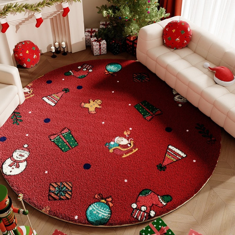 VIKAMA Luxurious Christmas Eve Flannel Floor Mat For Living Room Sofa Carpet Anti-Slip And Stain-Resistant Home Decoration